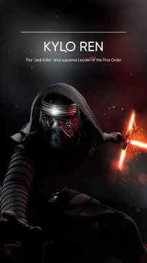 Kylo Ren. 3 Boyutlu illüstrasyon gözleyici.