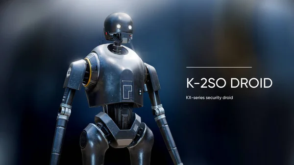 K-2SO Droid. 3 Boyutlu illüstrasyon gözleyici.