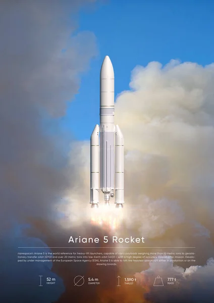 Ariane 5 Roket 3 boyutlu illüstrasyon posteri