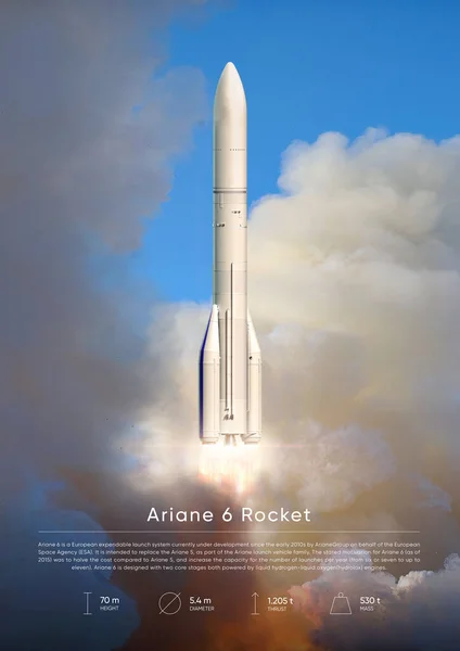 Ariane 6 Rocket 3D illustration poster