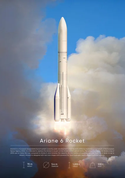 Ariane 6 Roket 3 boyutlu illüstrasyon posteri