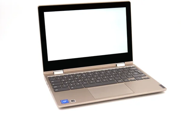 Lenovo Champagne Chromebook White Screen White Background — Photo