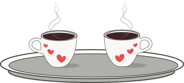 Two Cups Fragrant Hot Coffee Tray — Photo