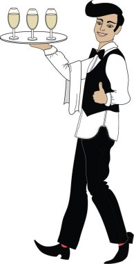 illustration of a waiter with a knife