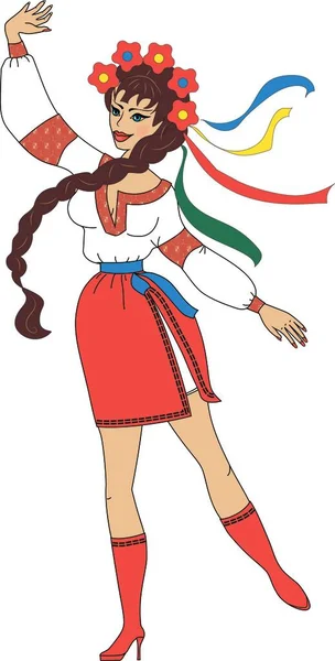 A beautiful Ukrainian girl dances the national Ukrainian dance hopak