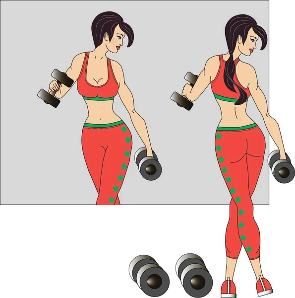 Beautiful Girl Training Dumbbells Gym — Stockfoto