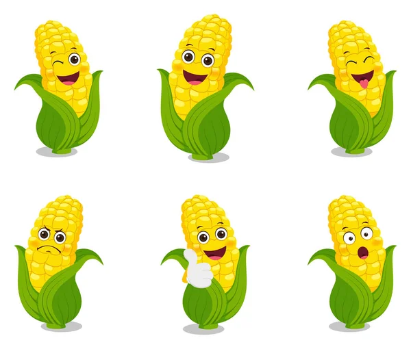 Vector Illustration Happy Corn Cartoon Design — Stock Vector