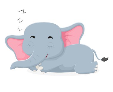 Beyaz arkaplanda izole edilmiş Mutlu Fil çizgi filminin vektör çizimi