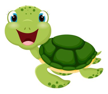 Sevimli deniz kaplumbağası vektör çizim karikatür izole üzerinde beyaz arka plan