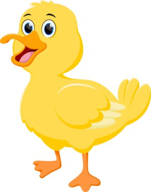 Beyaz arka planda izole edilmiş Sevimli Mutlu Ördek çizgi filminin Vektör İllüstrasyonu