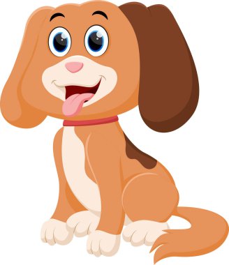 Beyaz arka planda izole edilmiş Mutlu Köpek çizgi filminin vektör çizimi