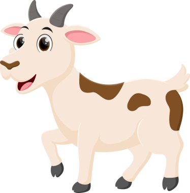 Beyaz arka planda izole edilmiş şirin keçi çizgi filminin Vektör İllüstrasyonu