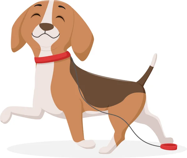 Illustration Vectorielle Dessin Animé Happy Dog Isolé Sur Fond Blanc — Image vectorielle