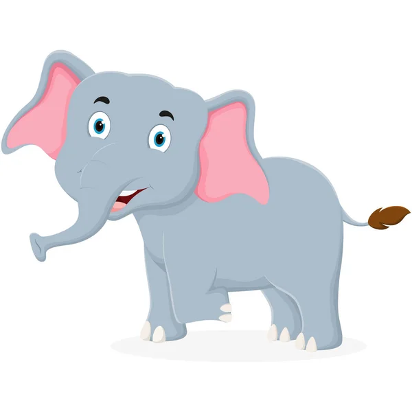 Ilustración Vectorial Dibujos Animados Happy Elephant Aislado Sobre Fondo Blanco — Vector de stock