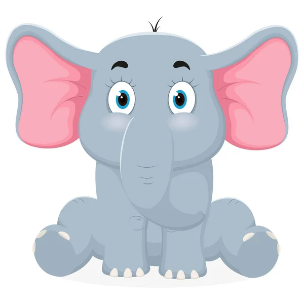 Ilustración Vectorial Dibujos Animados Elefantes Aislados Sobre Fondo Blanco — Vector de stock