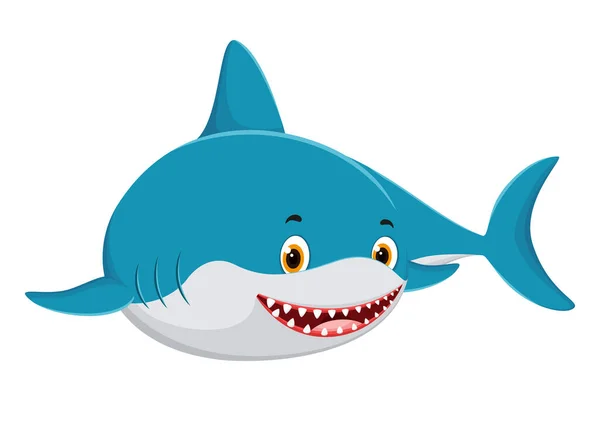 Illustration Vectorielle Dessin Animé Requin Isolé Sur Fond Blanc — Image vectorielle