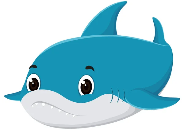 Ilustração Vetorial Desenhos Animados Tubarão Isolados Fundo Branco —  Vetores de Stock