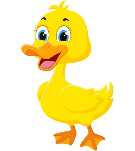 Векторна Ілюстрація Мультфільму Happy Duck Ізольовано Білому Тлі — стоковий вектор