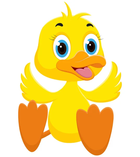 Εικονογράφηση Διάνυσμα Του Καρτούν Happy Duck Απομονώνονται Λευκό Φόντο — Διανυσματικό Αρχείο