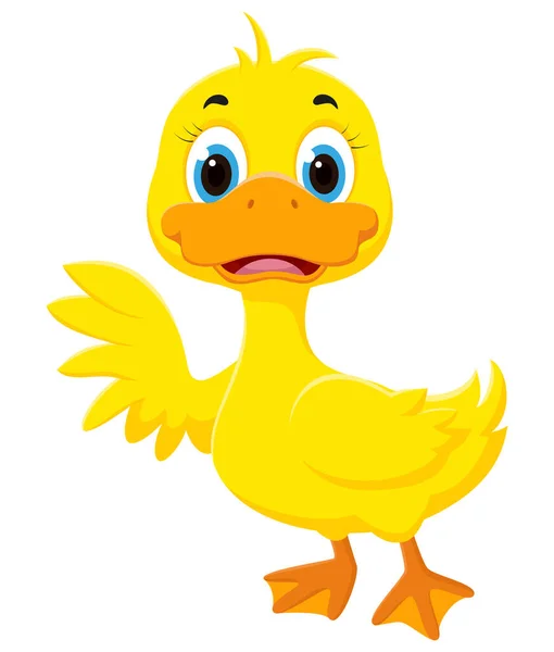 Εικονογράφηση Διάνυσμα Του Καρτούν Happy Duck Απομονώνονται Λευκό Φόντο — Διανυσματικό Αρχείο