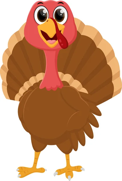 Vector Illustration Funny Turkey Bird Cartoon Isolated White Background — Stock Vector