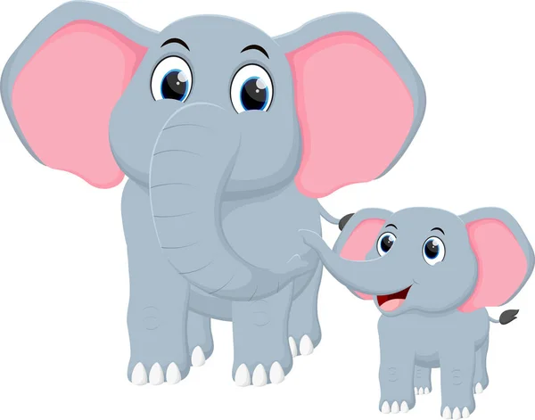 Ilustración Vectorial Dibujos Animados Happy Elephant Aislado Sobre Fondo Blanco — Vector de stock