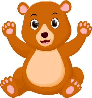 Beyaz arka plan üzerinde izole sevimli boz ayı karikatür vektör çizim