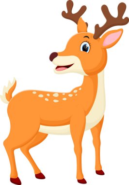 Beyaz arka planda izole edilmiş şirin geyik çizgi film canlandırması