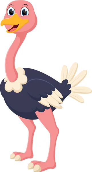 Vector Illustration Cute Ostrich Cartoon Isolated White Background — 스톡 벡터