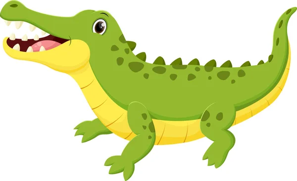 Vector Illustration Cute Crocodile Cartoon Isolated White Background — Stock Vector