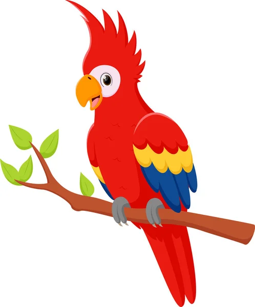Vektorová Ilustrace Šťastného Papouška Sedícího Stromě — Stockový vektor
