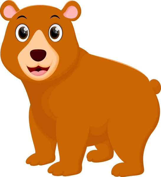 Vector Illustration Cute Brown Bear Cartoon Isolated White Background — Stock Vector