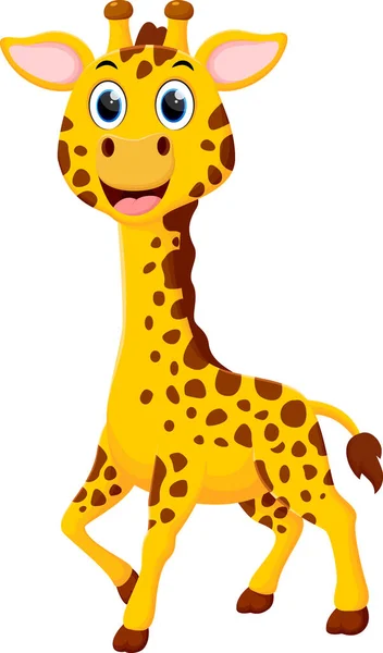 Ilustração Vetorial Dos Desenhos Animados Girafa Bonito Isolado Fundo Branco —  Vetores de Stock