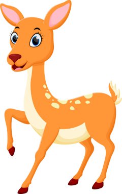 Beyaz arka planda izole edilmiş şirin geyik çizgi film canlandırması