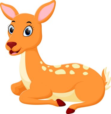 Beyaz arka planda izole edilmiş şirin geyik çizgi film canlandırması