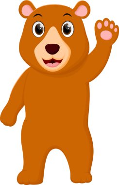 Beyaz arka plan üzerinde izole sevimli boz ayı karikatür vektör çizim