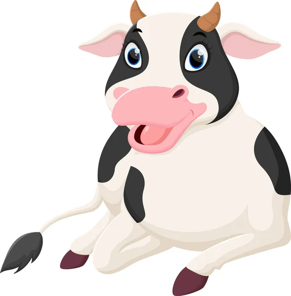 Wektor Ilustracja Kreskówka Białym Tle Szczęśliwe Krowy — Wektor stockowy
