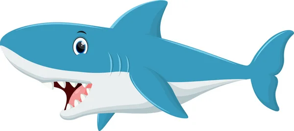 Vector Illustration Shark Cartoon Isolated White Background — ストックベクタ