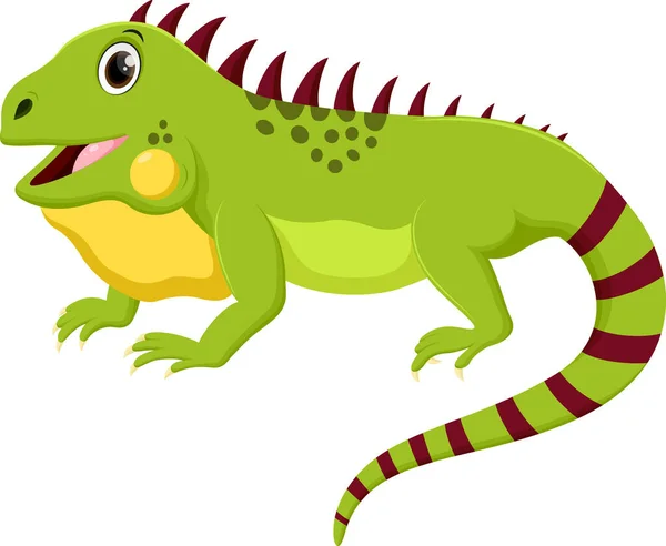 Vector Illustration Cute Iguana Cartoon Isolated White Background — Stock Vector