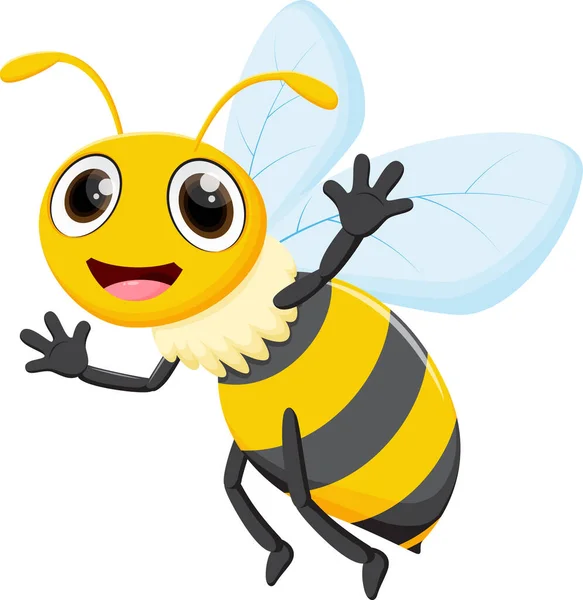 Vector Illustration Bee Cartoon Flying Isolated White Background — Image vectorielle