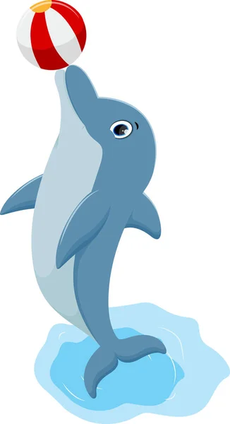 Векторна Ілюстрація Мультфільму Смішні Стрибки Дельфінів Ізольовані Білому Тлі — стоковий вектор