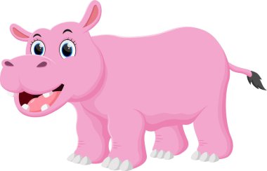 Vector Illustration of Cartoon cute hippo isolated on white background