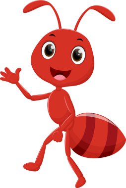 Çizgi filmin vektör çizimi mutlu karınca el sallaması