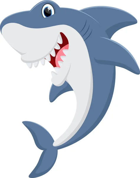 Vector Illustration Shark Cartoon Isolated White Background — ストックベクタ