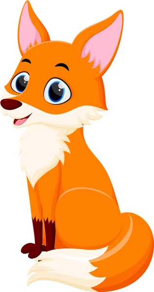 Vector Illustration Cute Fox Cartoon Isolated White Background — Stock Vector