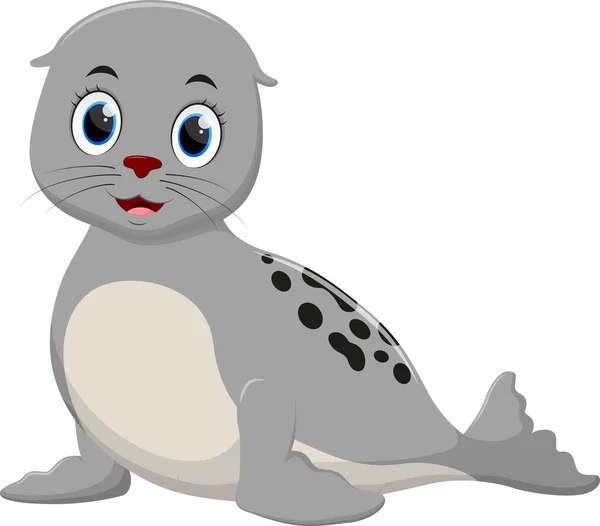 Vector Illustration Cute Seal Cartoon Isolated White Background — ストックベクタ