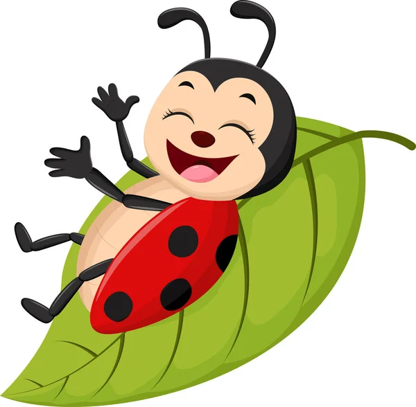 Vector Illustration Cartoon Ladybug Flying Isolated White Background — ストックベクタ