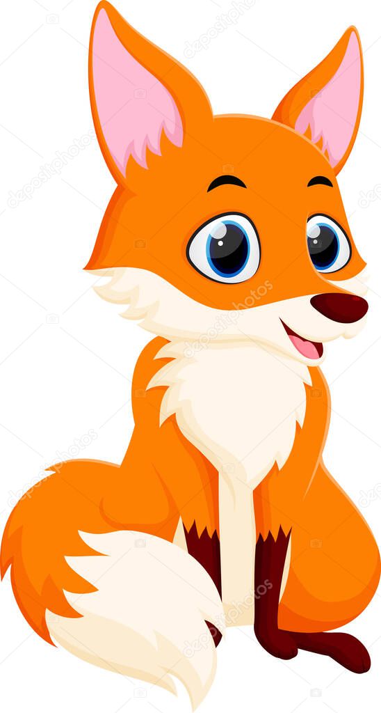 Vector Illustration of Cute fox cartoon isolated on white background