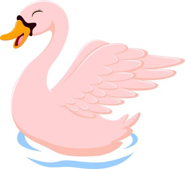 Beyaz arka planda izole edilmiş Güzel Kaz çizgi filminin vektör çizimi