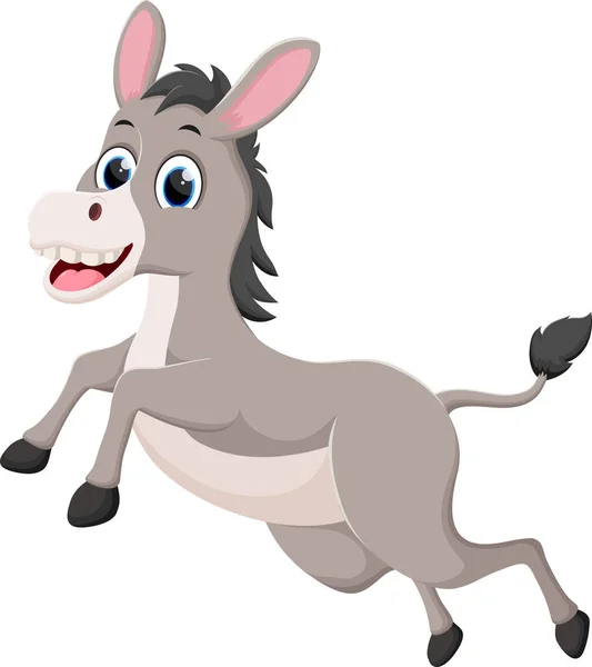 Beyaz arkaplanda izole edilmiş çizgi film eşeğinin vektör çizimi